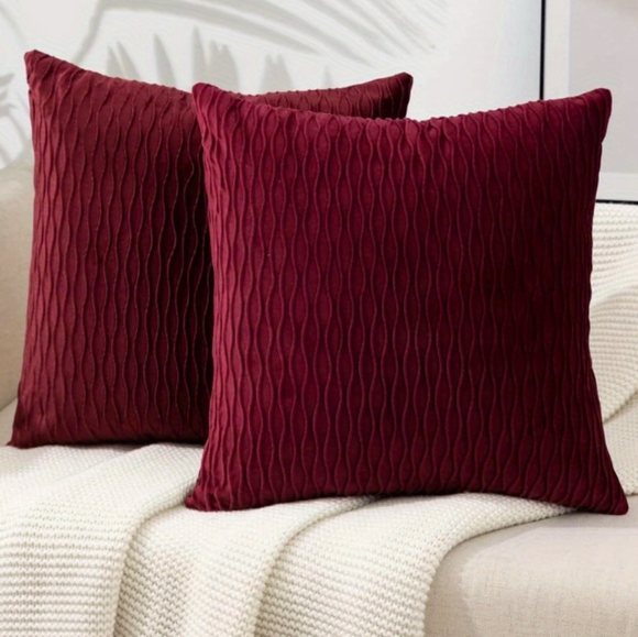 Set of 2 Petal Pink Soft Ripple Corduroy Velvet Pillow Covers Throw Pillows New - Picture 13 of 13